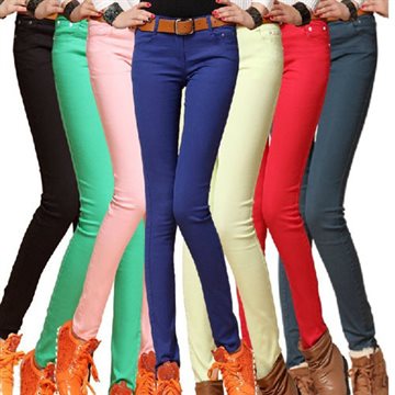Fashion Women Sexy Candy Color Pencil Pants/Casual pants/Skinny Pants With Cotton Summer Trousers Fit Lady jeans Free Shipping