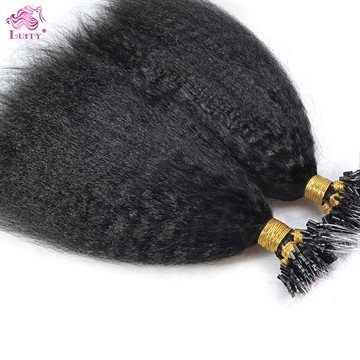 Luffy Coarse Yaki Kinky Straight Micro Loop Hair Extensions 100% Handmade Virgin Human Hair Micro Loop Ring Extensions 1g