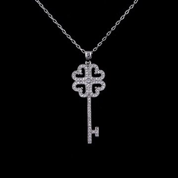 2016 Hot Heart Key Pendant Necklace with AAA Cz Stone White Gold Plated Floating Charm Wedding Pendant Necklaces for Women