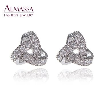 Exquisite Triangle Shape Micro Inlay Round AAA+ Cubic Zirconia Diamond Stud Earrings