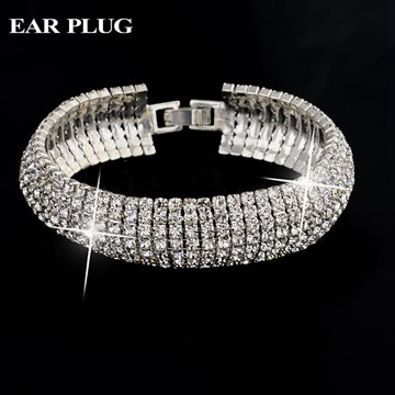 Wedding Bracelets & Bangles Vintage Crystal Gold Silver Bracelet Femme Turkish Jewelry With Stones Bracelets For Women Lady 2016