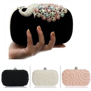 Free Shipping Hot Style Women Day Clutch Handmade Beads Diamond Wedding Party Handbag Messenger Shoulder Evening Bag Multi-Style