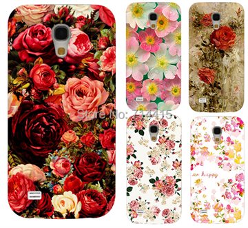 2015 Freeshipping Colorful Brilliant Rose Peony Flowers Background phone case cover skin Shell for Samsung galaxy S4 mini I9190