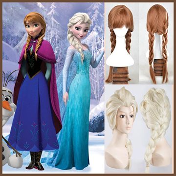 Synthetic Cosplay hair long Curly hair wigs Snow(Adult and children aged 5-12 years ) Queen Anna Elsa Long Anime Wigs