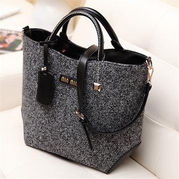 New arrival Fashion classical brand design woolen and PU women bag, leather handbag/ shoulder bag leather bag WLHB824