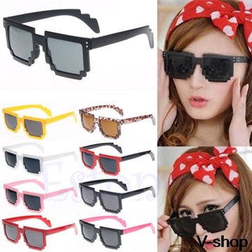 On Sale Retro Trendy Novelty Unisex Cool Pixel Glasses Pixelated Style Square Sunglasses 9Colors Free Shipping