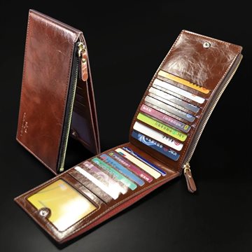Hot genuine leather men wallets clutch Selling Fashion money clip with 15 cards bits zipper men wallets and purses