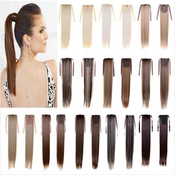 Clip in Ribbon Ponytail Hairpieces Synthetic False Hair Tail Straight Ponytail Hair Extensions Drawstring Ponytail 16 Colors
