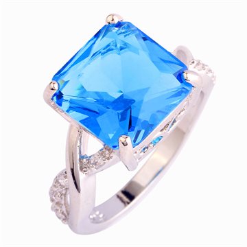 New Fashion Rings Saucy Blue Topaz Silver Ring For Anniversary Size 6 7 8 9 10 Wholesale Free Shipping For Unisex Jewelry Rings