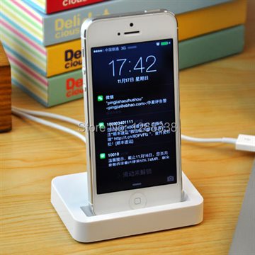 New Data Sync Charging Charger Adapter Stand Station Dock for iPhone 5 5s 6 6s Plus White and Black Color Free Shipping