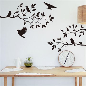 2016 Hot Sale Black Flying Birds Branch Wall Sticker For Vinilos Paredes Living Room DIY Removable Home Decor Drop Shipping