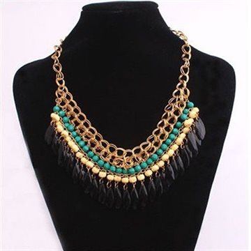 2016 Collier Femme Statement Bohemian Resin Beads Collares Necklaces & Pendants Gold Choker Colar for women jewelry Accessories