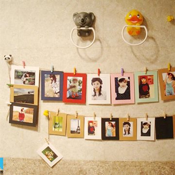 Hot 10X Paper Photo Frame Picture Hanging Album Frame Gallery With Hemp Rope Clips Home Decor Drop Shipping