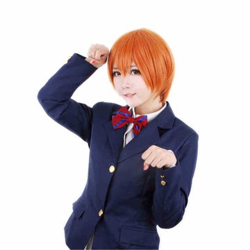 OHCOS Anime Love Live Hoshizora Rin Orange 30CM Short Cosplay Wig Free Shipping