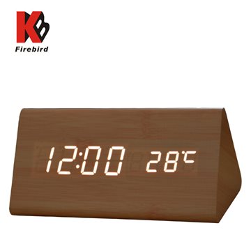 Modern Exquisite Wood clocks,Wooden unique big numbers Digital LED Calendar Thermometer Voice Alarm weather station desk Clock