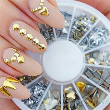 1 Wheel Fashion About 120 Pcs Nail Sticker Blinking Gold Silver 3D nail art Decorations Rhinestones Rivet Nail Beauty Glitter