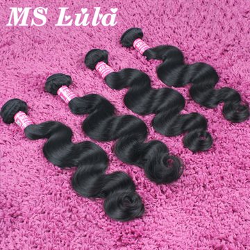 Ms Lula Hair Free Shipping Bouncy Body Wave Brazilian Virgin hair human hair weaving 4pcs/lot No Tangle No shedding