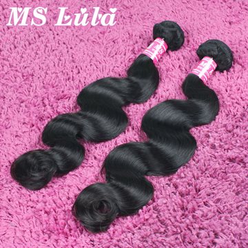 Free Shipping Ms lula hair brazilian virgin hair weave bundles 2pcs lot double weft full and thick no tangle no shedding
