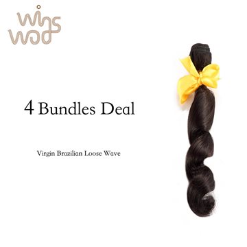 7A Brazilian Virgin Hair Loose Wave 4Pcs Lot, WoWigs Unprocessed Brazilian Hair Wavy Virgin Human Hair Extensions Wholesale
