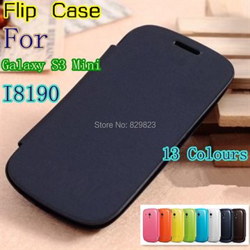 leather back cover cases battery housing Flip case for Samsung Galaxy S3 SIII Mini i8190 8190 +Screen protector