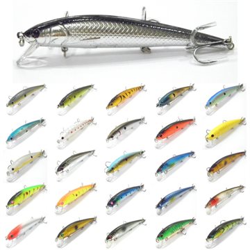 wLure Fishing Lure Minnow Crankbait Hard Bait Tight Wobble Jerkbait 12.7cm 14.5g #4 Black Nickle Treble Hooks M509