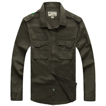 2016 New 100% Cotton Denim Men Shirts Long Sleeve Military Army Green Casual Shirt Outdoor Brand Clothing Camisa Masculina A0702