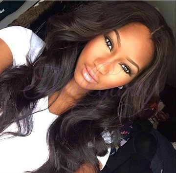 Free shipping jet black #1b body wave synthetic lace front wig heat resistant lace wig for black women