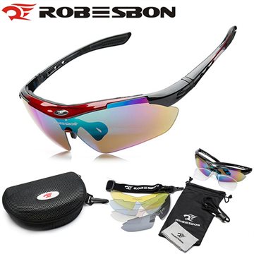 ROBESBON Unisex Outdoor Sports Cycling Riding Bicycle Bike MTB Road UV400 5 lens Sun Glasses Eyewear Goggle Free Shipping