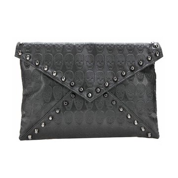 Womens PU Leather Messenger Bag Famous Designer Shoulder bags Skull Spike Crossbody Bag Black Luxury Lady Shoulder Bag