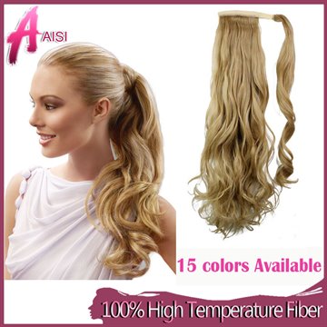 Synthetic Long Wavy Clip In Wrap Around Ponytail Fake Hair Extension False Hair Ponytails Pad Hairpiece pony Tail Curly Piece