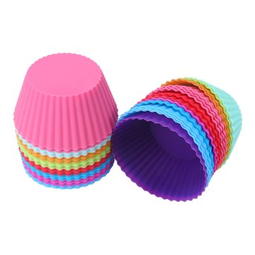 New 10pcs/lot Round shape Silicone Muffin Cupcake Mould Case Bakeware Maker Mold Tray Baking Cup Liner Baking Molds
