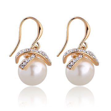 2016 Earings Fashion Simulated Pearl Jewelry Crystal Drop Earrings For Women Vintage Gold/Silver Earings Wedding SER140092