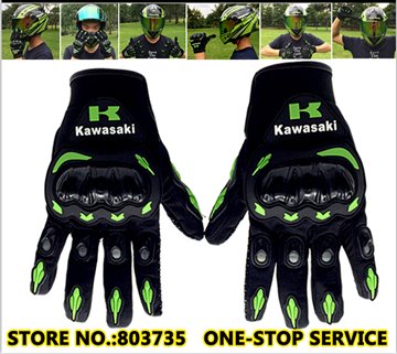 Kawasaki Brand Motorcycle Glove Armor Capacete Casco Full Finger Guantes