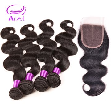 7A Peruvian Body Wave With Closure 4bundles With Lace Closure Peruvian Virgin Hair Body Wave With Closure Human Hair Extension