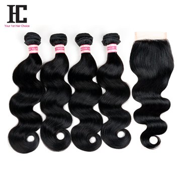 Peruvian Virgin Hair With Closure 7A Peerless Peruvian Body Wave HC Hair 4 Bundles With Closure Peruvian Body Wave With Closure