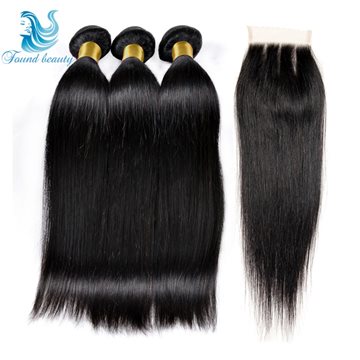 7A Brazilian Virgin Hair Straight With Closure Brazilian Hair Weave Bundles With Closure Queen Hair Products With Closure Bundle
