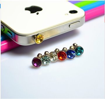 10pcs diamond Dust Plug For HTC For Samsung Galaxy s6 For iphone 6 plus 5s 4S 5 6 dust plug 3.5mm earphones phone accessories