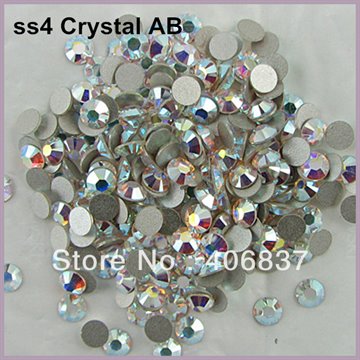 Free Shipping! 1440pcs/Lot, ss4 (1.5-1.7mm) Crystal AB Flat Back Nail Art Glue On Non Hotfix Rhinestones