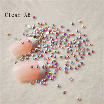 Lowest Price 1440pcs/pack SS3 (1.3-1.4mm) Crystal AB/Clear AB Rhinestones For Nail Art Glue On Non Hotfix Glitter Rhinestones