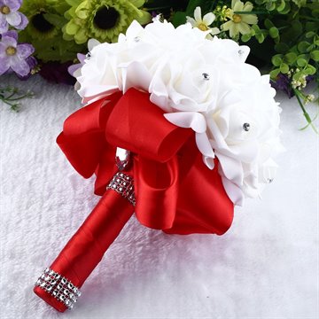 Brooch Bride Rhinestone Wedding Bouquet Fake Artificial Flowers Decor Gift