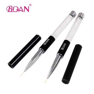 BQAN Single piece Crystal Rhinestone Handle Salon Using Skinny Bristle Nail Art Design Nail Liner Brush 8mm Long