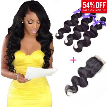 Peruvian Virgin Hair Body Wave With Closure 3 Bundles Peruvian Virgin Hair With Closure 8-24 Peruvian Body Wave Human Hair
