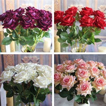 Red Valentines Rose Spring Artificial Fake Flower Arrangement Bouquet Room Wedding Hydrangea Decor