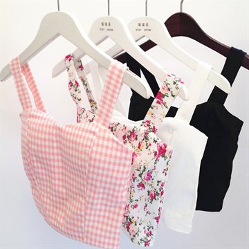 Cute Bustier Crop Top Women Fittness Tank Top Tight Sexy Tank Halter Top Cropped Plain Sleeveless Elegant Plaid Dill Women Tops