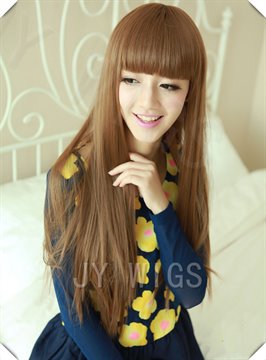 Long Straight Blonde Wig Womens Ladys Synthetic Womens Cute Fringe U Part Hair Wigs Long Straight Blonde Wig
