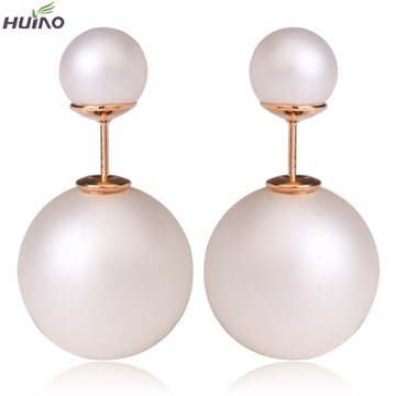 2015 Cc Brinco Trendy Round New Fashion Paragraph Hot Selling Earrings Double Side Shining Pearl(15mm) Stud Big Pearl For Women