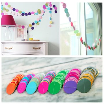 Fun Colorful Hanging Paper Garlands Flora String Wedding Party Baby Kids Decoration Round Shape New