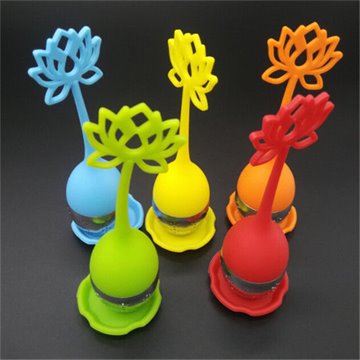 Lotus Shaped Stainless Steel Tea Infuser Teaspoon Silicone Loose Leaf Herb Strainer Filter Diffuser Ball New