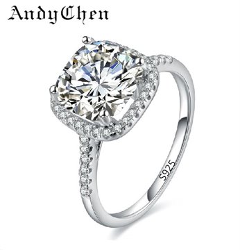 Silver Plated Wedding Rings For Women Square Simulated Diamond Jewelry Bague Bijoux Femme Engagement ring Accessories ASR035