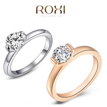 2015 Hot ROXI Ring Fashion Women Engagement Austrian Crystal 18K Rose Gold Plated Full Size Zircon Ring Wedding Bride Jewelry
